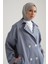 Yarım Astarlı Pamuk Oversize Kap 23Y7007 Gri Mavi 3