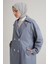 Yarım Astarlı Pamuk Oversize Kap 23Y7007 Gri Mavi 4