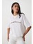 Ekru Yakada Baskı Detaylı Bisiklet Yaka Kısa Kollu T-Shirt 2