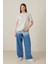 Açık Taş %100 Pamuklu Bisiklet Yaka Basic T-Shirt 1