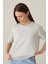 Açık Taş %100 Pamuklu Bisiklet Yaka Basic T-Shirt 2