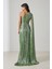 Yeşil Tek Omuz Drape Detaylı Tam Kalıp Uzun Abiye Elbise 5