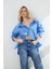 Mavi Boyun Aksesuar Detaylı Tunik 1