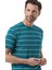Yatay Çizgili Bisiklet Yaka T-Shirt 2