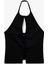 Krep Scuba Kumaş Pencere Detaylı Fiyonklu Halter Yaka Bluz 1