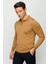 Erkek Basic Polo Yaka Ince Triko Kazak Camel 1
