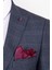 Erkek Slim Fit Sivri Yaka Koyu Lacivert Ekose Kombin Yelekli Takım Elbise 4