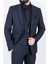 Erkek Slim Fit Sivri Yaka Füme Ekose Kombin Yelekli Takım Elbise 2
