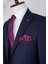 Erkek Slim Fit Sivri Yaka Lacivert Yelekli Takım Elbise 3