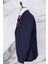 Erkek Slim Fit Sivri Yaka Lacivert Yelekli Takım Elbise 4