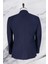 Erkek Slim Fit Sivri Yaka Lacivert Yelekli Takım Elbise 5