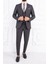 Erkek Slim Fit Sivri Yaka Gri Ekose Yelekli Kombin Takım Elbise 1