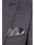 Erkek Slim Fit Sivri Yaka Gri Ekose Yelekli Kombin Takım Elbise 3