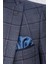 Erkek Slim Fit Sivri Yaka Ekose Yelekli Lacivert Kombin Takım Elbise 5