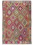 193 x 268 cm Çok Renkli Geometrik Desenli Eski El Yapımı Kilim. Vintage Halı. Yünden Yapılmıştır 1