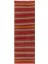 140 x 435 cm El Yapımı Renkli Çizgili Kilim Yolluk. Eski Kırmızı Koridor Halısı 1