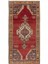 174 x 359 cm Geleneksel Kırmızı ve Mavi Renklerinde Eşsiz Eski El Yapımı Türk Halısı 1