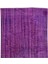 129 x 272 cm El Dokuması Yeniden Boyanmış Eski Türk Halısı, Modern Mor El Yapımı Yünlü Halı 4