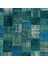 244 x 305 cm Mavi Tonlarda El Dokuması Patchwork Halı, Otantik Renkli Halı 4