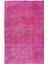162 x 264 cm Pembe Renkli Yünlü Halı, Modern El Dokuması Yeniden Boyanmış Eski Anadolu Halısı 2