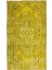 135 x 230 cm El Dokuması Yeniden Boyanmış Eski Türk Halısı, Modern Sarı El Yapımı Yünlü Halı 2