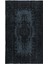 167 x 276 cm Yenilenmiş Siyah El Yapımı Halı, Madalyon Desenli Eski Halı 1