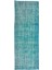 128 x 373 cm El Dokuması Yeniden Boyanmış Eski Türk Halısı, Modern Mavi El Yapımı Yünlü Halı 2
