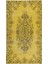122 x 216 cm Çağdaş Sarı El Yapımı Halı, Yeniden Boyanmış Türk Halısı 1