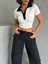 Bürümcük Kumaş Polo Yaka Düğmeli Kısa Crop Bluz 2