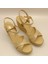 Camelia Gold Deri Dolgu Topuk Sandalet 2