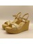 Camelia Gold Deri Dolgu Topuk Sandalet 4