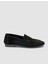 %100 Hakiki Deri Siyah Süet Kadın Loafer 1