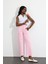 Pembe Yüksek Bel Kesik Paça Wide Leg Jean 1