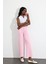 Pembe Yüksek Bel Kesik Paça Wide Leg Jean 3