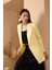 Sarı Oversize Dokuma Blazer Ceket 1