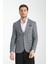 Pakito Erkek Kömür Siyah Ekose Slim Fit Mono Yaka Spor Blazer Ceket 1