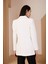 Beyaz Oversize Dokuma Blazer Ceket 5