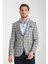 Sanofi Erkek Gri Ekose Slim Fit Mono Yaka Spor Blazer Ceket 1