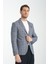 Pakito Erkek Açık Lacivert Ekose Slim Fit Mono Yaka Spor Blazer Ceket 3