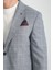 Mendey Erkek Koyu Lacivert Ekose Keten Görünümlü Slim Fit Spor Blazer Ceket 2