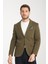 Samues Erkek Haki Örme Likralı Esneyen Kumaş Slim Fit Mono Yaka Spor Blazer Ceket 1