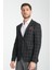 Girado Erkek Siyah Ekose Slim Fit Mono Yaka Spor Blazer Ceket 3