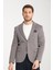 Samues Erkek Gri Örme Likralıesneyen Kumaş Slim Fit Mono Yaka Spor Blazer Ceket 1