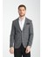 Girado Erkek Koyu Gri Ekose Slim Fit Mono Yaka Spor Blazer Ceket 1