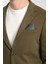 Samues Erkek Haki Örme Likralı Esneyen Kumaş Slim Fit Mono Yaka Spor Blazer Ceket 2