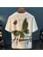 Unisex Kelebek Baskılı Bisiklet Yaka Oversize T-Shirt 1