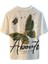 Unisex Kelebek Baskılı Bisiklet Yaka Oversize T-Shirt 4