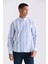 Mavi Slim Fit Çizgili %100 Pamuk Gömlek 1