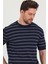 Erkek Bisiklet Yaka Çizgi Detaylı Kısa Kollu Ince Triko T-Shirt 2