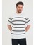 Erkek Bisiklet Yaka Kalın Çizgi Detaylı Kısa Kollu Ince Triko T-Shirt 5